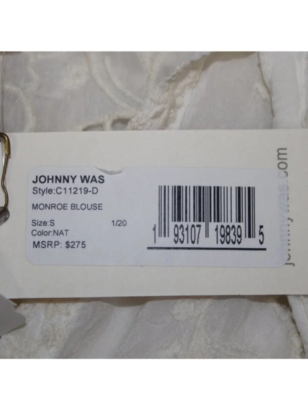 Johnny Was Top $275 Monroe Sz S White Embroidered 100% Rayon Poly Top - Picture 7 of 11